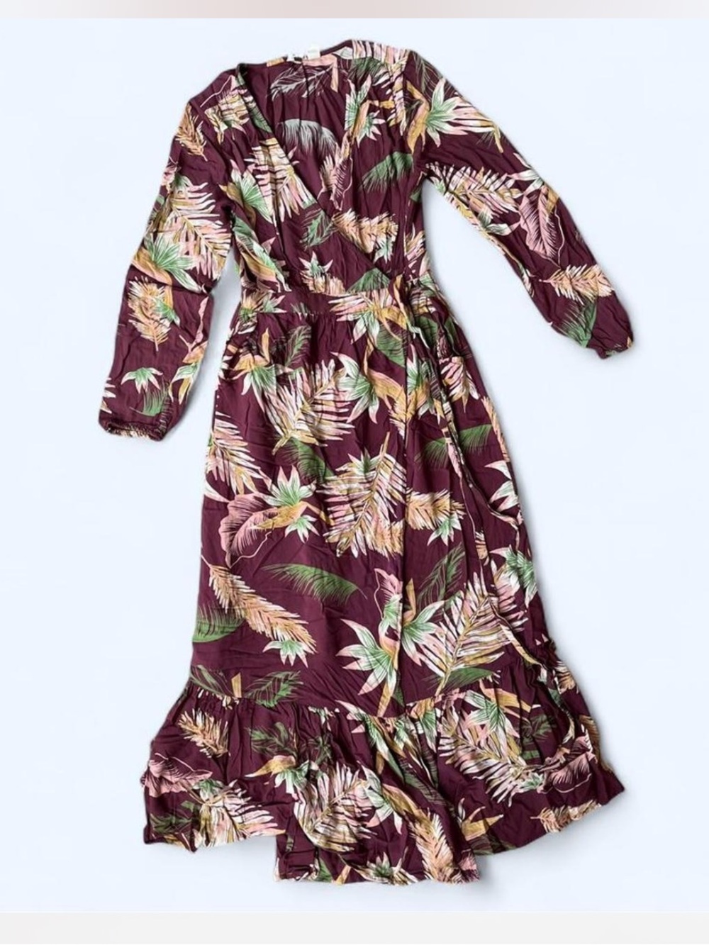 Roxy Burgundy Tropical Wrap Dress